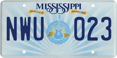 MS license plate NWU023