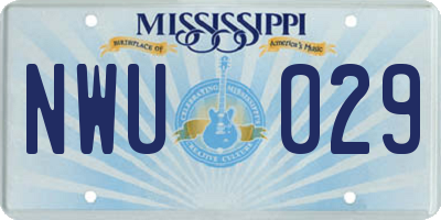 MS license plate NWU029