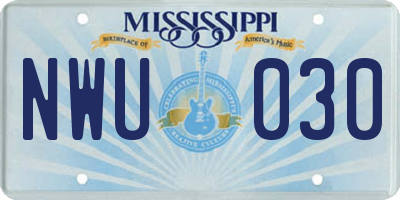 MS license plate NWU030