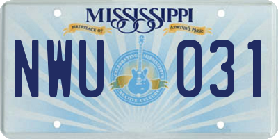 MS license plate NWU031