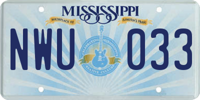 MS license plate NWU033
