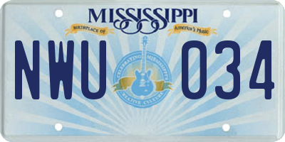MS license plate NWU034