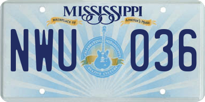 MS license plate NWU036