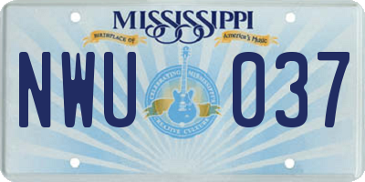 MS license plate NWU037