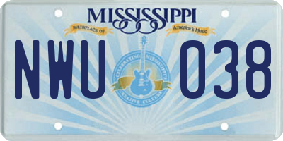 MS license plate NWU038