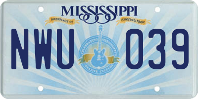 MS license plate NWU039
