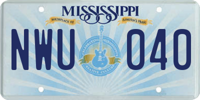 MS license plate NWU040