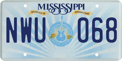 MS license plate NWU068
