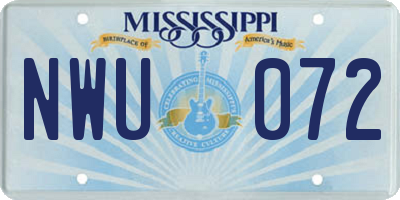 MS license plate NWU072