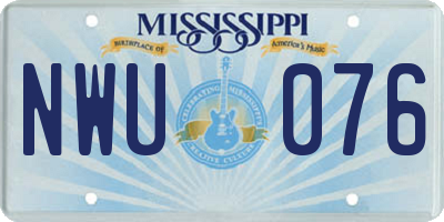 MS license plate NWU076