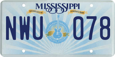MS license plate NWU078