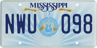 MS license plate NWU098