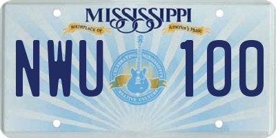 MS license plate NWU100