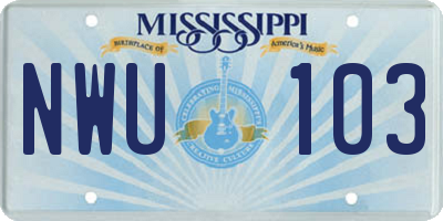 MS license plate NWU103