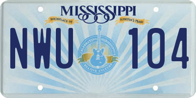 MS license plate NWU104