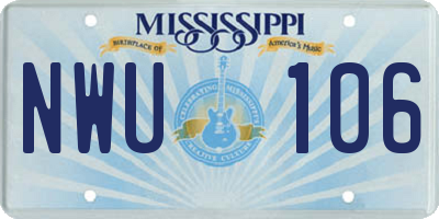 MS license plate NWU106