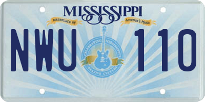 MS license plate NWU110