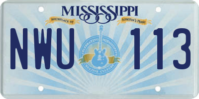 MS license plate NWU113