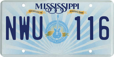 MS license plate NWU116