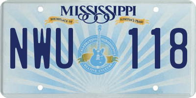 MS license plate NWU118