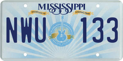 MS license plate NWU133