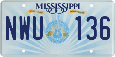 MS license plate NWU136