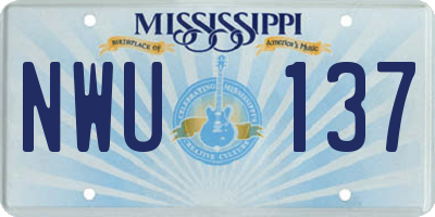 MS license plate NWU137