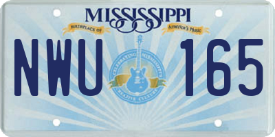 MS license plate NWU165