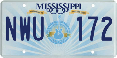 MS license plate NWU172