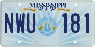 MS license plate NWU181