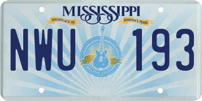 MS license plate NWU193