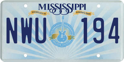 MS license plate NWU194