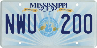 MS license plate NWU200