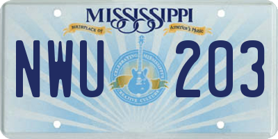 MS license plate NWU203