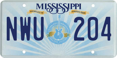 MS license plate NWU204
