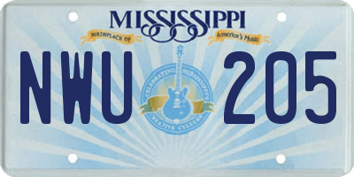 MS license plate NWU205