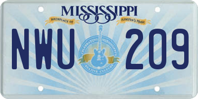 MS license plate NWU209
