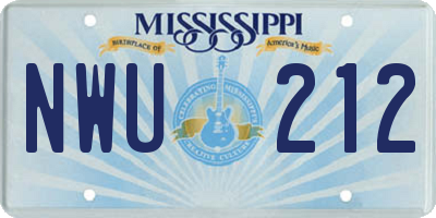 MS license plate NWU212