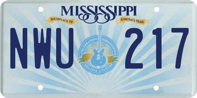 MS license plate NWU217