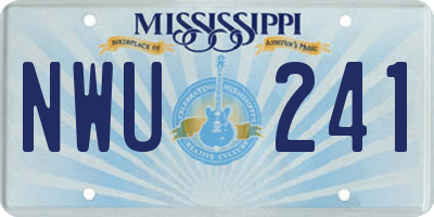 MS license plate NWU241