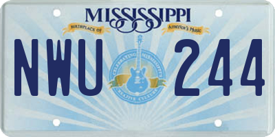 MS license plate NWU244