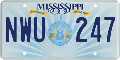 MS license plate NWU247
