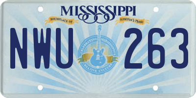 MS license plate NWU263