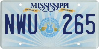MS license plate NWU265