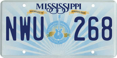 MS license plate NWU268