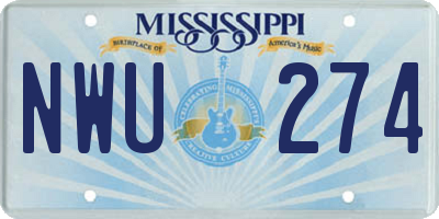 MS license plate NWU274