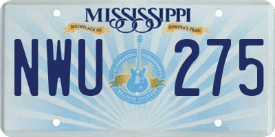 MS license plate NWU275
