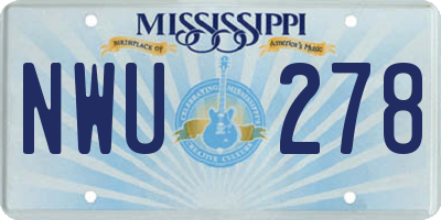 MS license plate NWU278