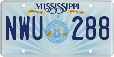 MS license plate NWU288