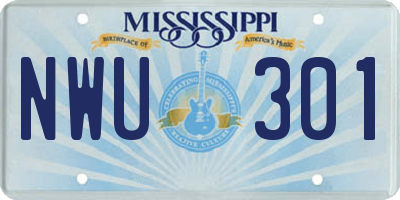 MS license plate NWU301